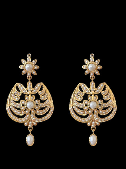 Gold plated silver necklace earrings set in fresh water pearls ( READY TO SHIP)