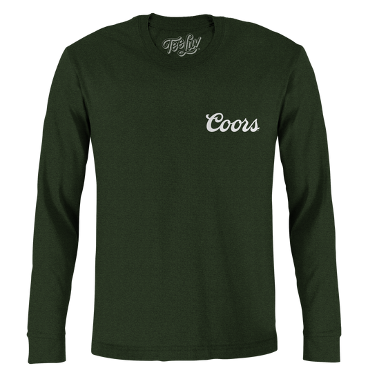 Coors Banquet Double Sided Long Sleeve Beer Logo T-Shirt - Forest Green