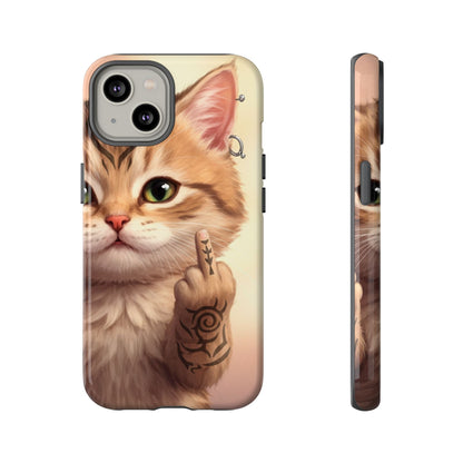 Evil Kitty Giving the Bird Tough Phone Case