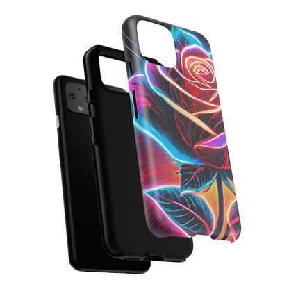Artistic Neon Rose Tough Phone Case