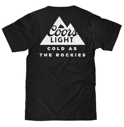 Coors Light Cold as the Rockies Left Chest Front and Back Print T-Shirt - Black