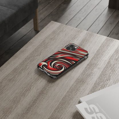 Red & White Swirl Abstract Clear Phone Case