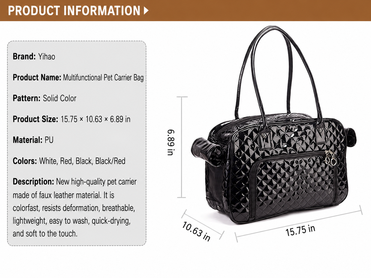 Black and Pink Quilted Pet Carrier Bag