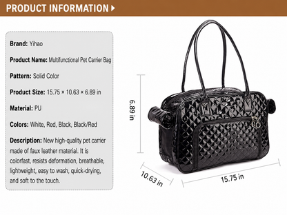 Black and Pink Quilted Pet Carrier Bag
