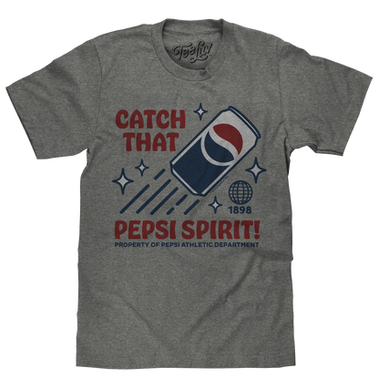 Retro Catch That Pepsi Spirit Soda Logo T-Shirt - Graphite Heather