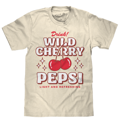 Wild Cherry Pepsi 70s Soda Logo T-Shirt - Cream