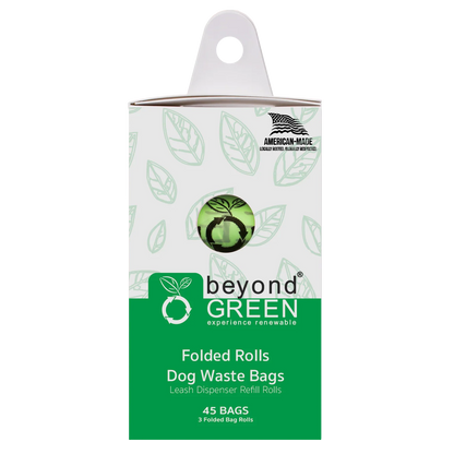 beyondGREEN Dog Waste Bags – Folded Rolls – Made in USA, Leak-Resistant, Extra-Strong