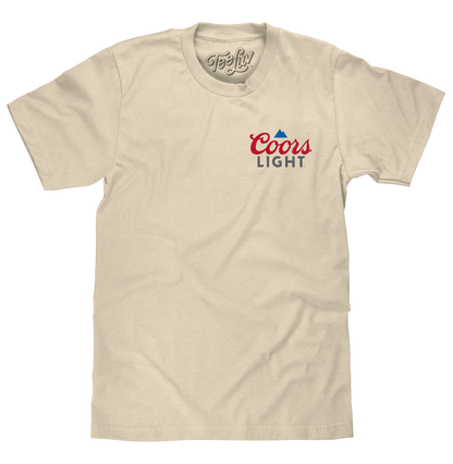 Coors Light Baseball League Front and Back Beer Logo T-Shirt - Cream