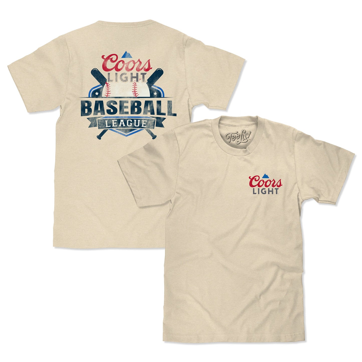 Coors Light Baseball League Front and Back Beer Logo T-Shirt - Cream - Triathlete Store