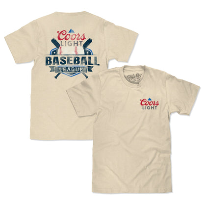 Coors Light Baseball League Front and Back Beer Logo T-Shirt - Cream - Triathlete Store