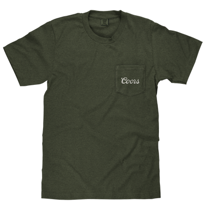 Tee Luv x Comfort Colors Faded Coors Rodeo Cowboy Left Chest Pocket T-Shirt - Moss Green