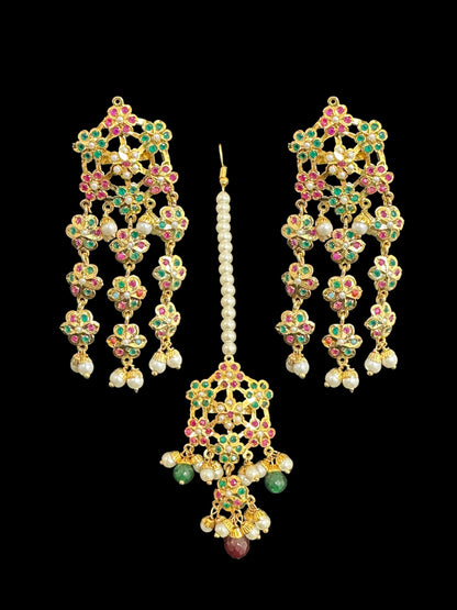 Sitara earrings tika in ruby emerald ( SHIPS IN 4 WEEKS )