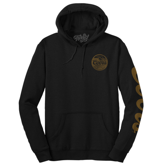 Coors Banquet Beer Double Sided with Sleeve Print Hooded Sweatshirt - Black