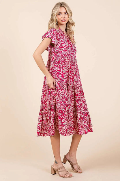 Mittoshop Abstract Print Ruffle Tier Midi Dress