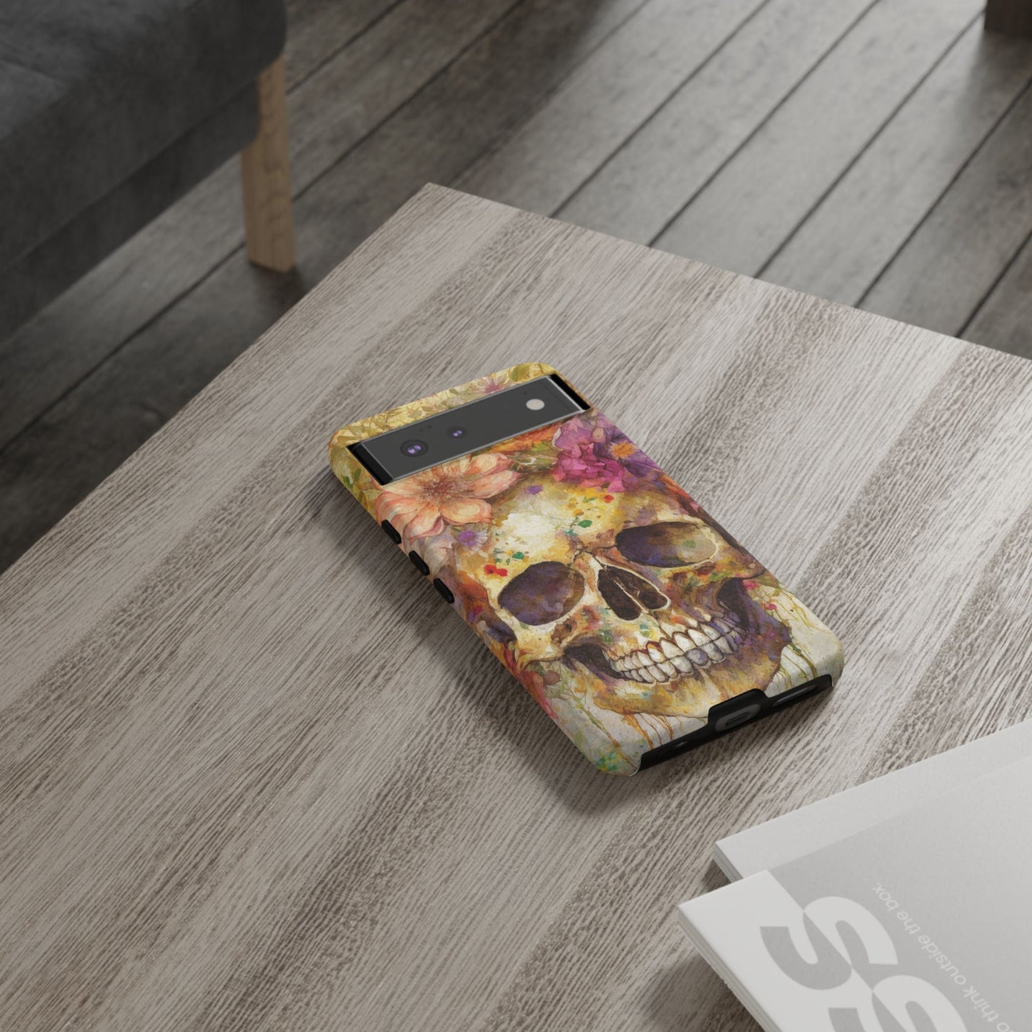Unique Floral Skull Tough Phone Case