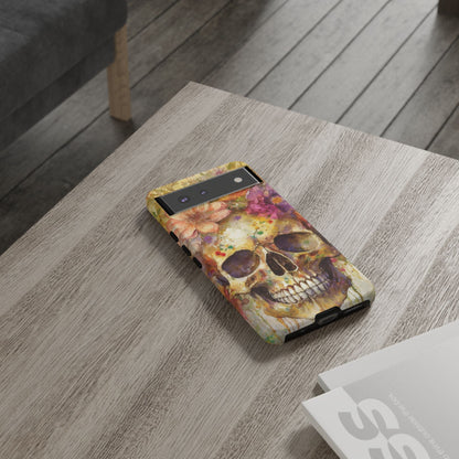 Unique Floral Skull Tough Phone Case