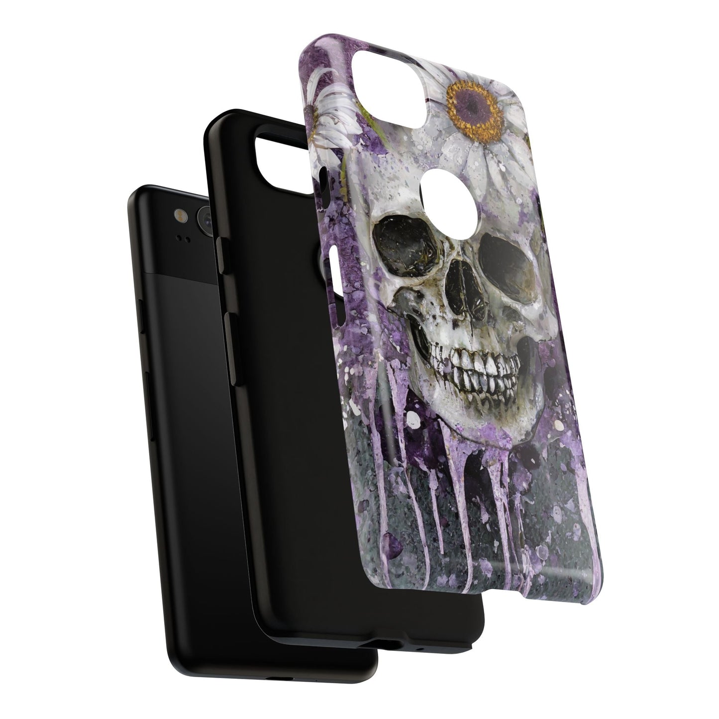 Plum Skull and Daisy Tough Phone Case