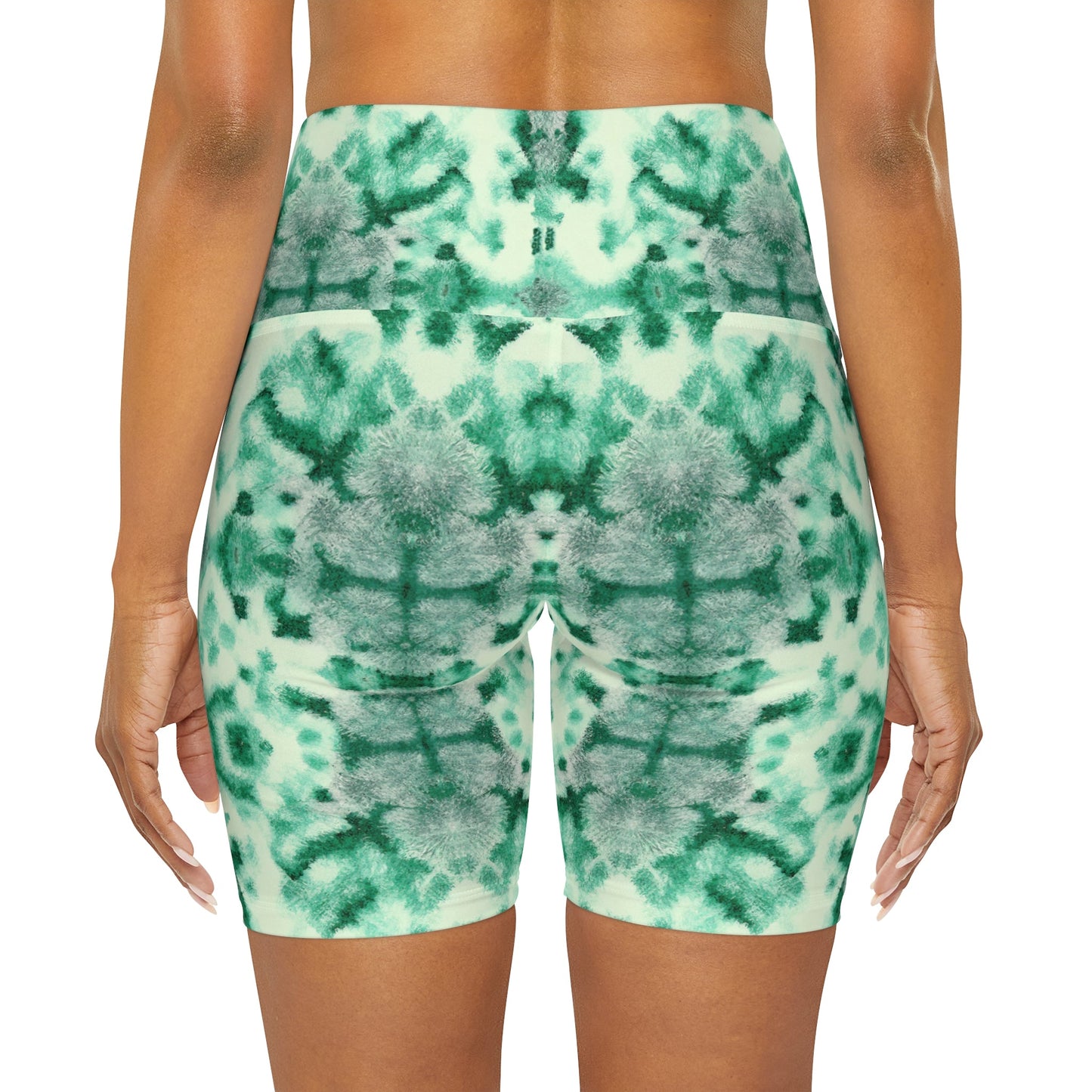 Shibori Lime Sherbert High Waisted Yoga Shorts