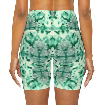 Shibori Lime Sherbert High Waisted Yoga Shorts