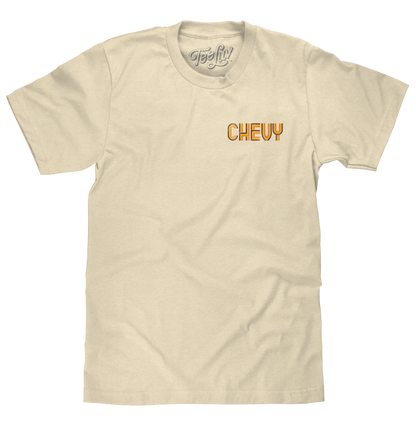 Chevy Chevelle Chevrolet Left Chest Front and Back Print Classic Car T-Shirt - Cream
