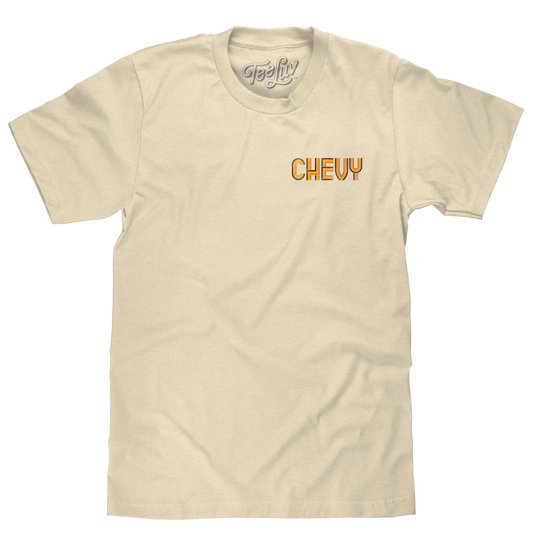 Chevy Chevelle Chevrolet Left Chest Front and Back Print Classic Car T-Shirt - Cream