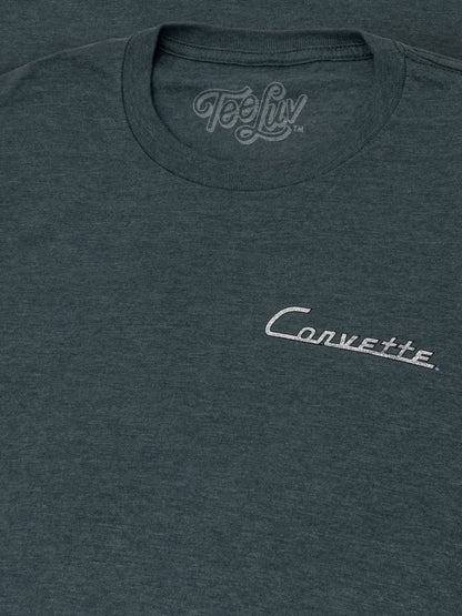 Chevy Corvette C1 Front and Back Print T-Shirt - Navy Heather