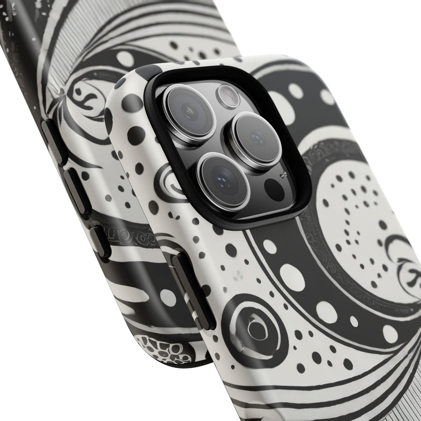 Artistic Black & White Swirl Tough Phone Case