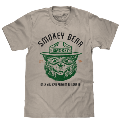 Est 1944 Smokey Bear Shirt Only You Can Prevent Wildfires T-Shirt - Light Gray