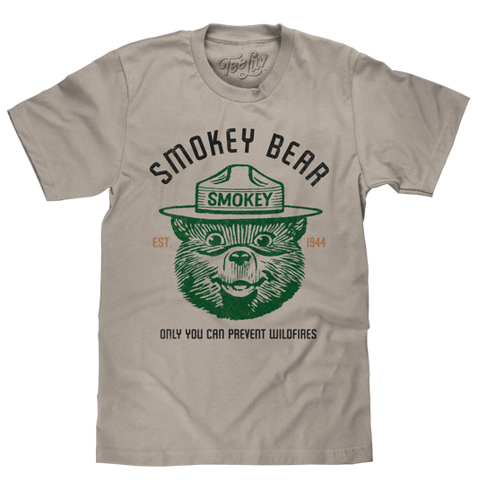 Est 1944 Smokey Bear Shirt Only You Can Prevent Wildfires T-Shirt - Light Gray