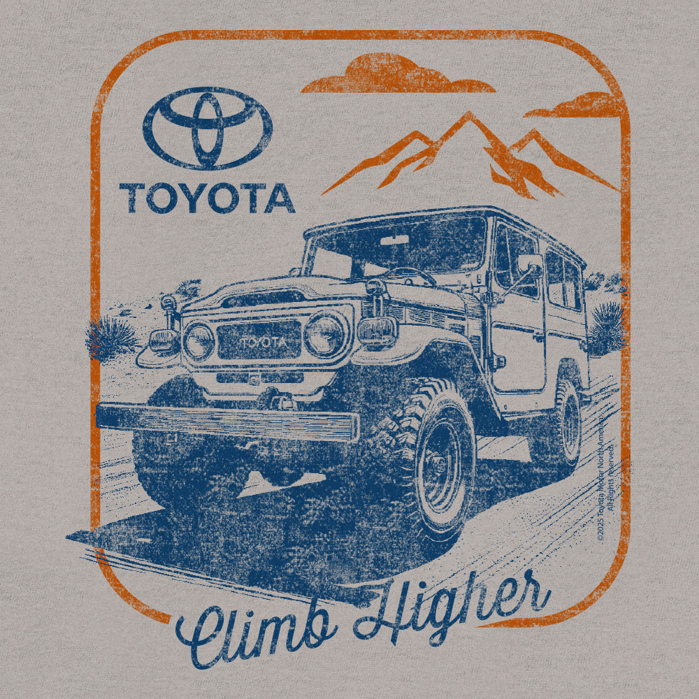 Retro Toyota Land Cruiser Climb Higher T-Shirt - Light Gray - Triathlete Store