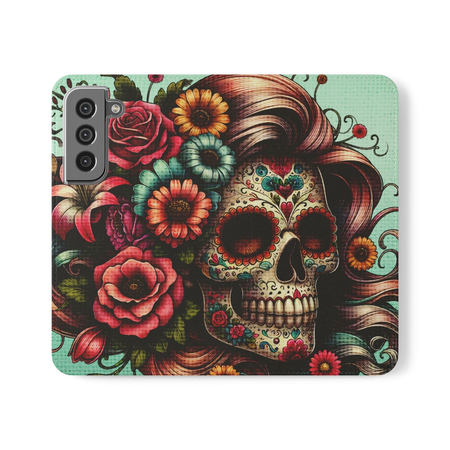 Sugar Skull Flip Wallet Phone Case