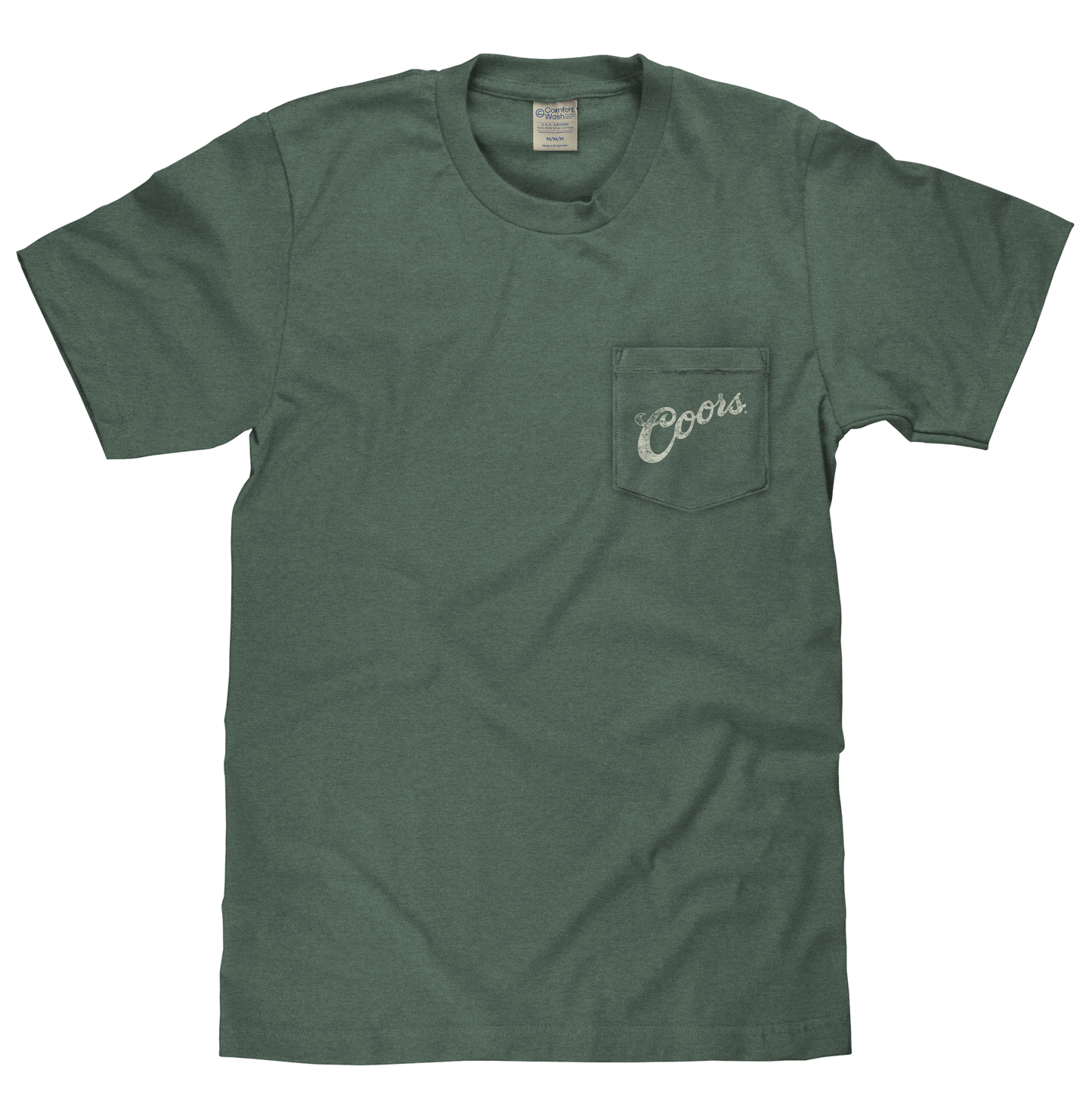 Coors Banquet Beer Rodeo Horse Front Pocket Tee T-Shirt - Cypress Green