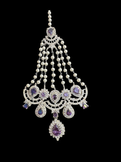 BR476 Sabina Cz bridal set in silver plating with purple  ( READY TO SHIP )