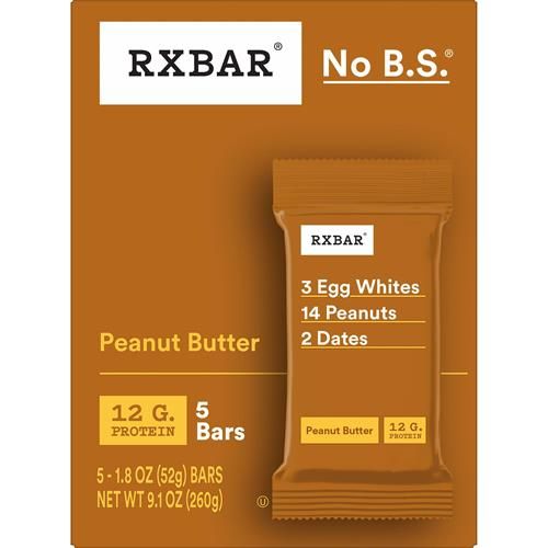 Rxbar Protein Bars, Protein Snack, Snack Bars, Peanut Butter, 9.15Oz Box (5 Bars)