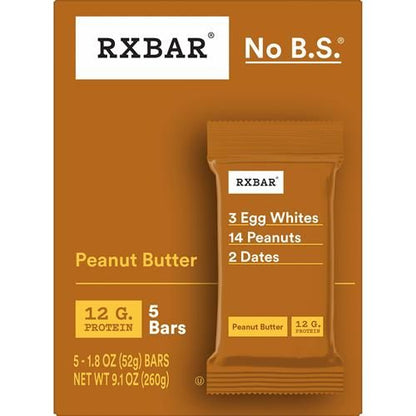 Rxbar Protein Bars, Protein Snack, Snack Bars, Peanut Butter, 9.15Oz Box (5 Bars)