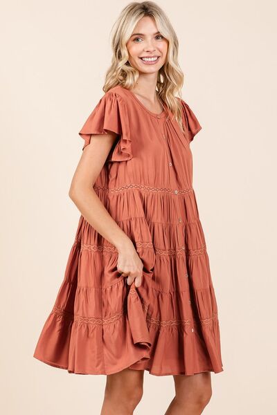 Mittoshop Lace Detail Ruffled Button Down Tiered Dress #2
