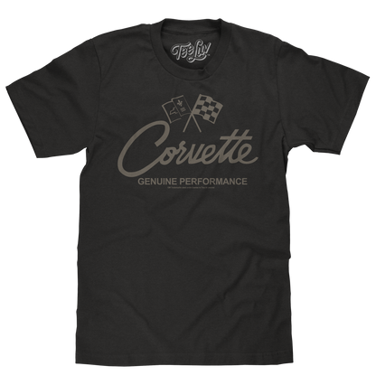 Chevy Corvette Genuine Performance Crossed Flags T-Shirt - Black