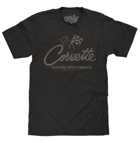 Chevy Corvette Genuine Performance Crossed Flags T-Shirt - Black