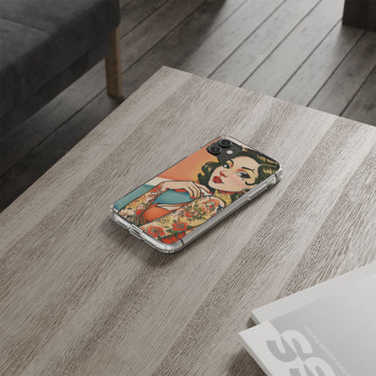 Retro Pin Up Clear Phone Case