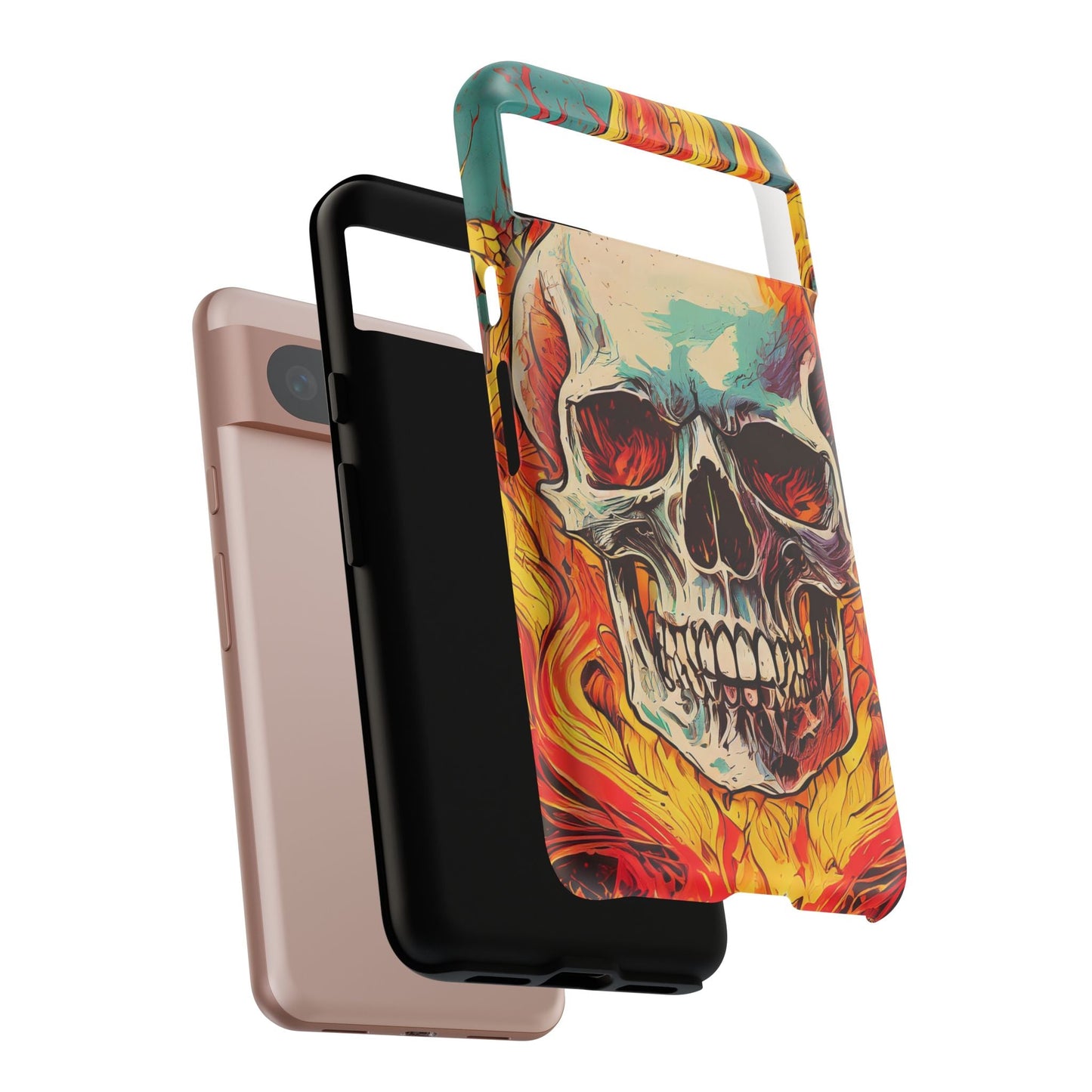 Flaming Skull Tough Phone Case