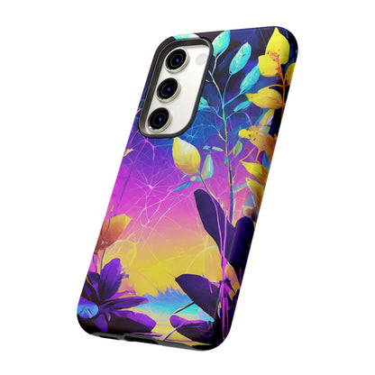Artistic Vibrant Neon Floral Leaf Tough Phone Case