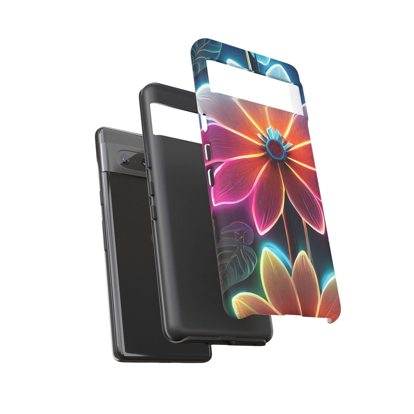 Vibrant Neon Flowers Tough Phone Case