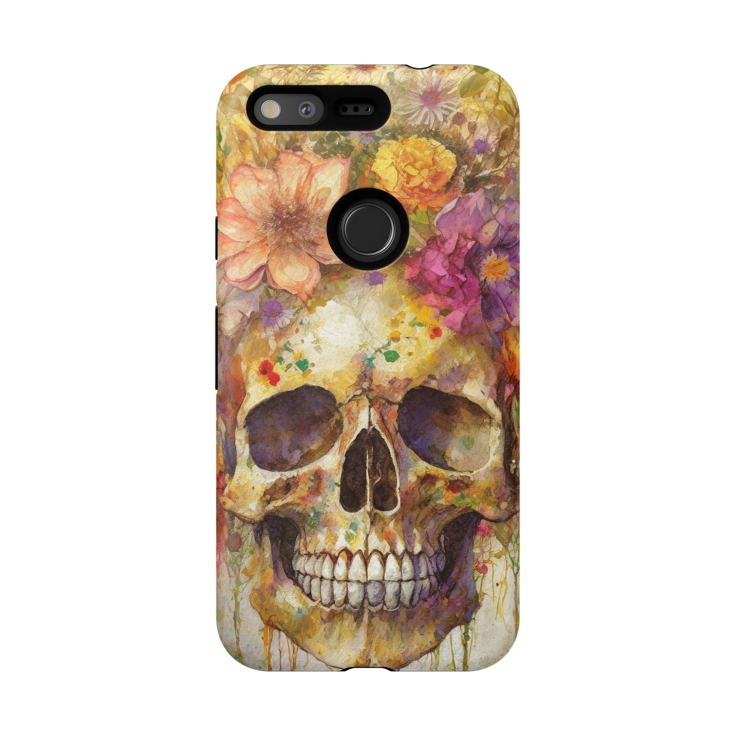 Unique Floral Skull Tough Phone Case