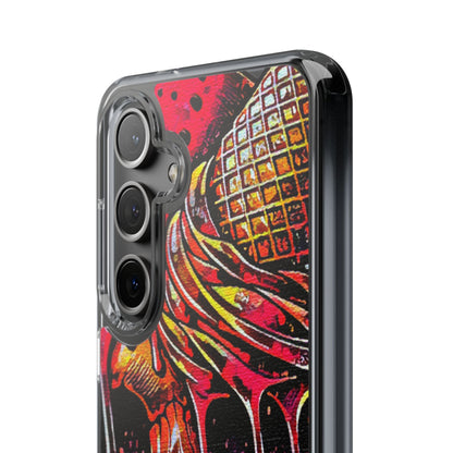 Neon Ice Cream Skull Clear Phone Case