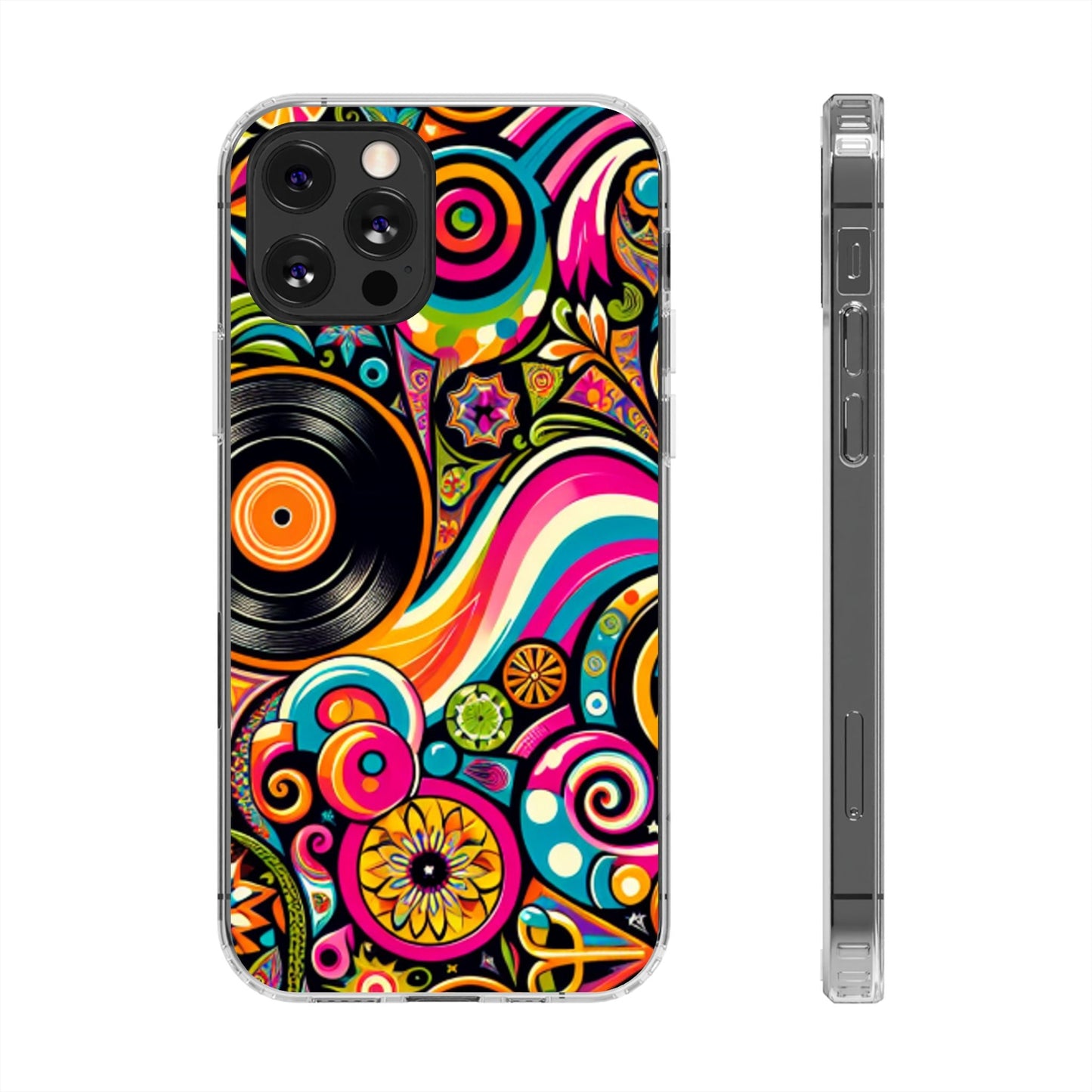 Colorful Vinyl Record Clear Phone Case