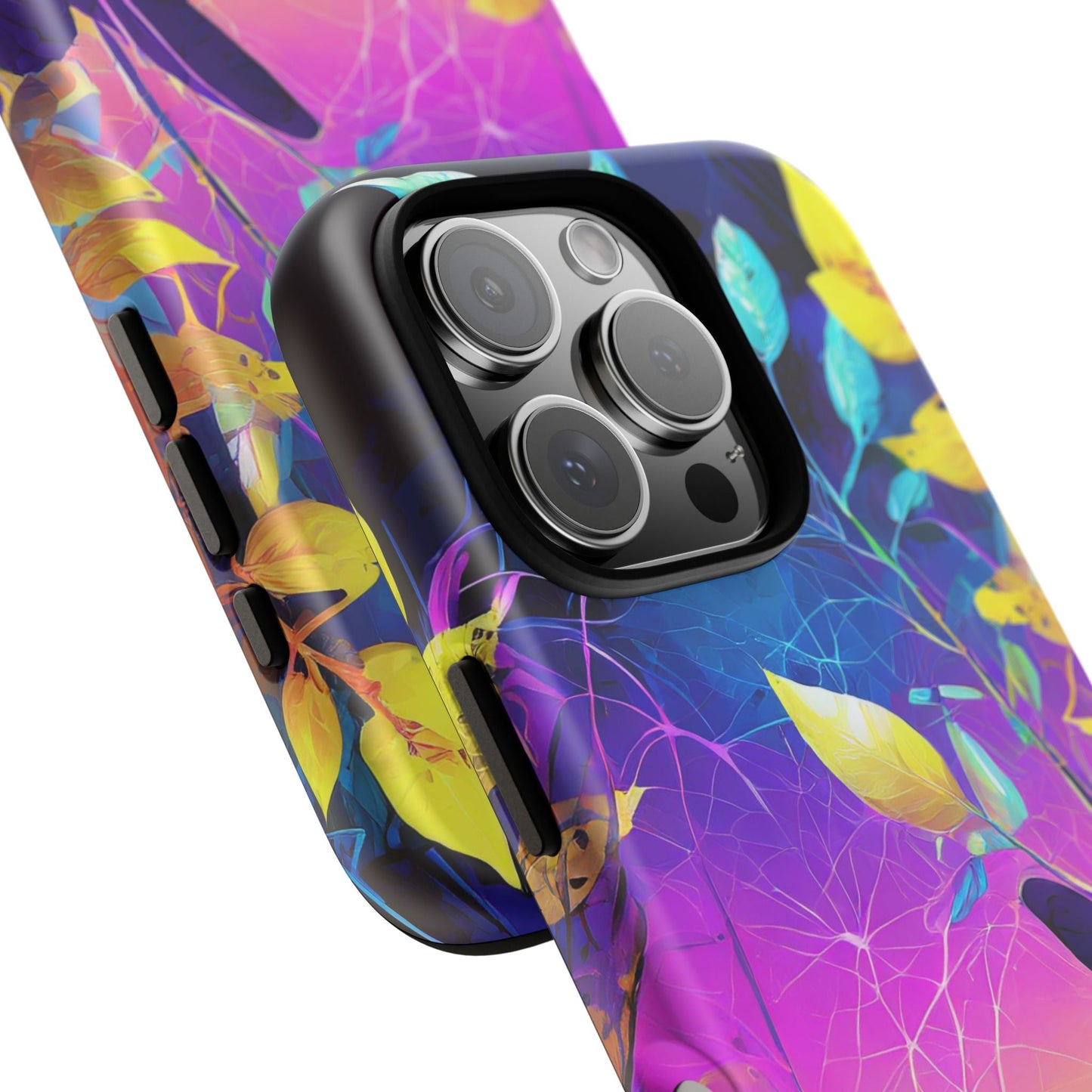 Artistic Vibrant Neon Floral Leaf Tough Phone Case