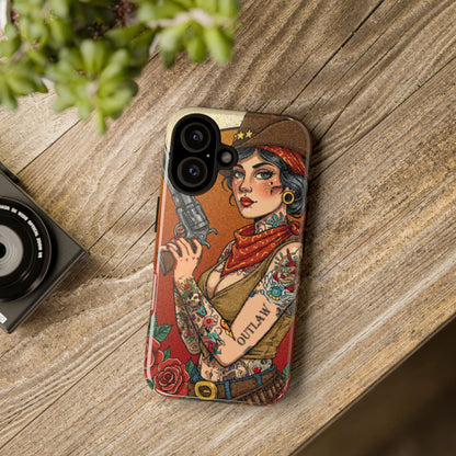 Vintage Western Tough Phone Case with Outlaw Design