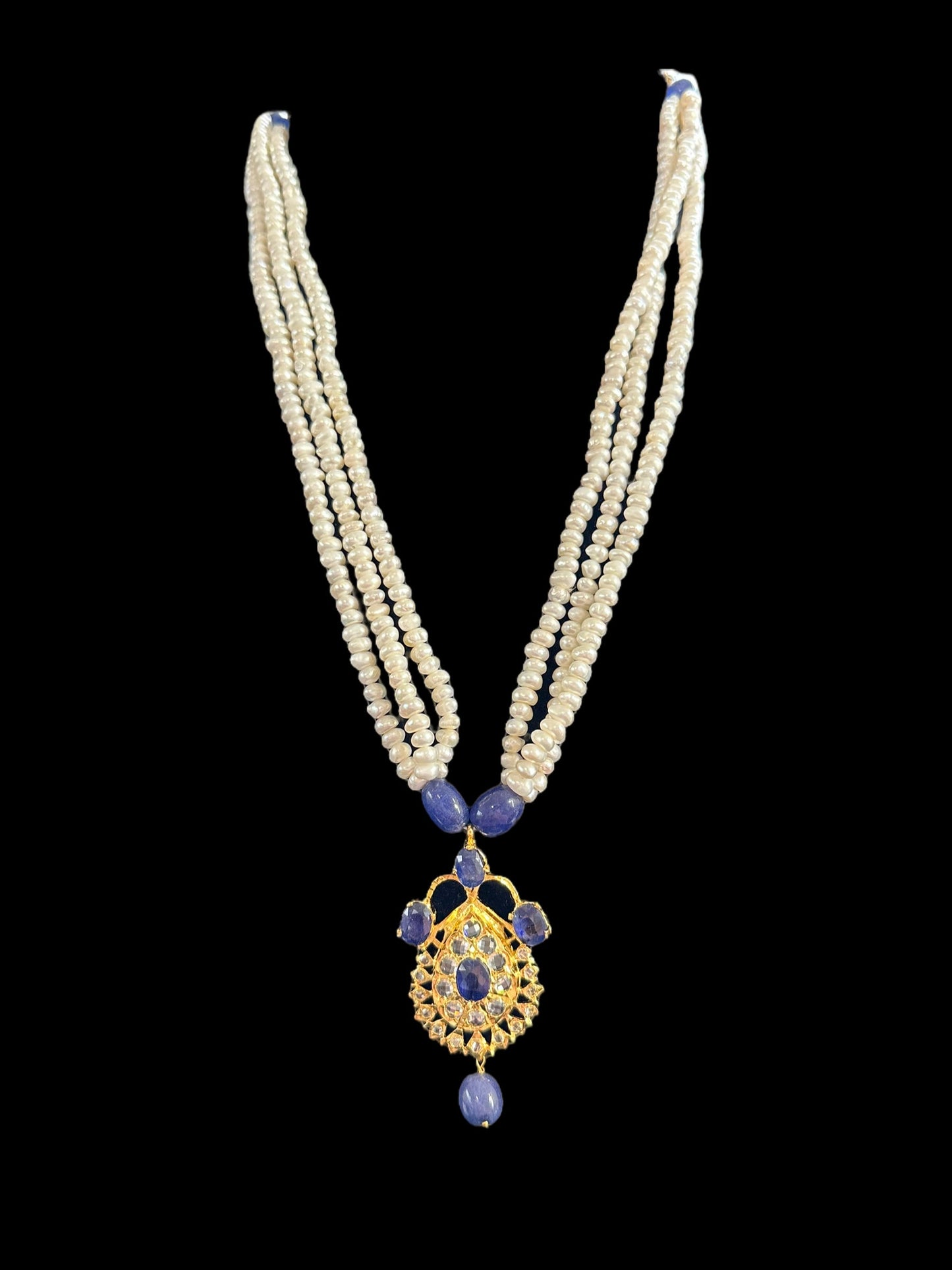 PS528 Jugni in fresh water pearls and sapphires ( SHIPS IN 2 WEEKS )