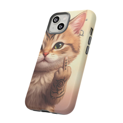 Evil Kitty Giving the Bird Tough Phone Case