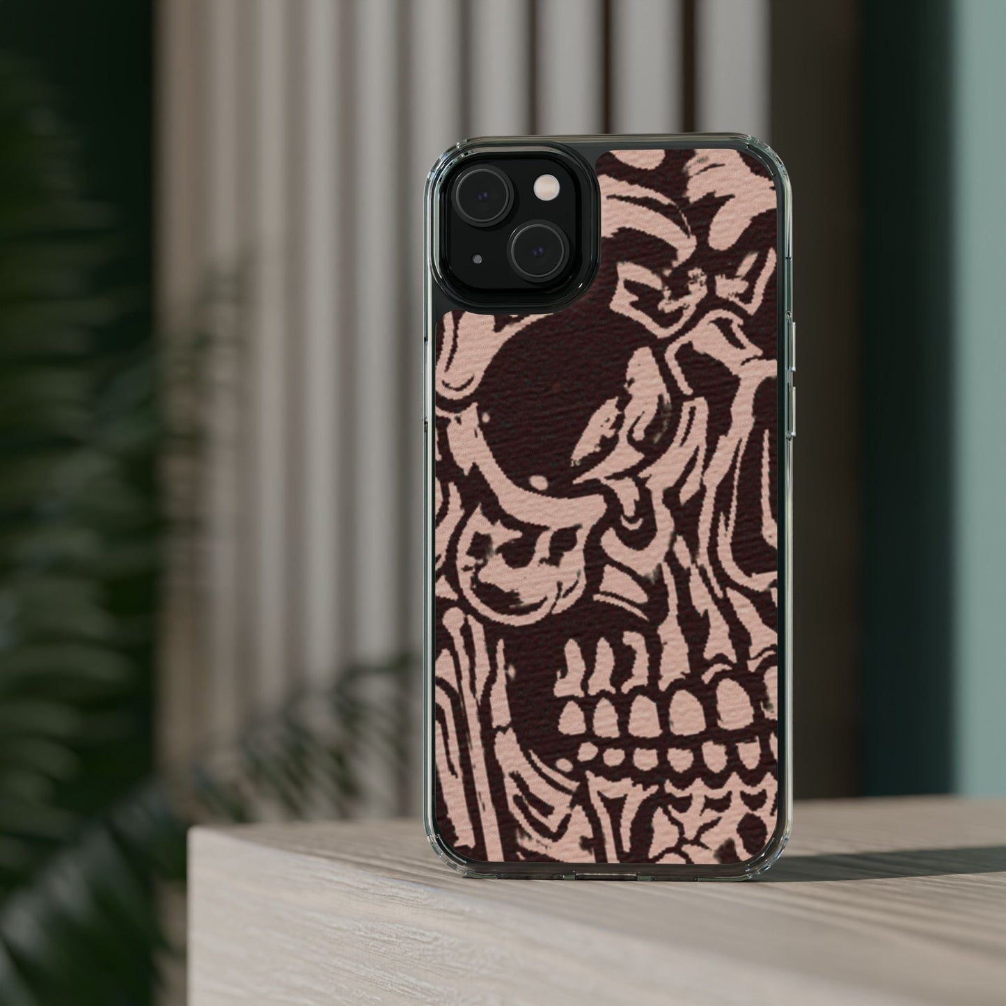 Gothic Abstract Skull Clear Phone Case